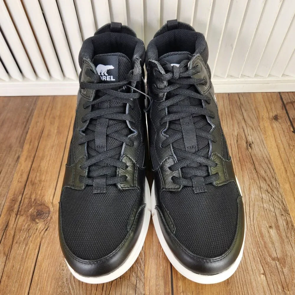 Sorel Explorer Sneaker Mid WP Boots Mens Size 9 Black White Waterproof Insulated